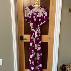 Candies Floral Print Purple Tie Waist Asymmetrical Maxi Dress Size XL